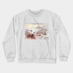 Looking for Water Babies by Warwick Goble Crewneck Sweatshirt